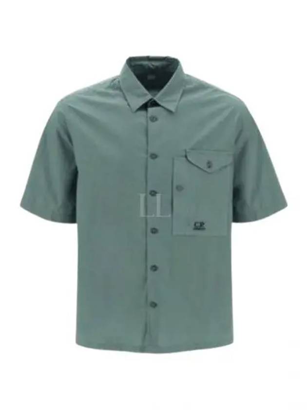 Cotton Popeline Short Sleeve Shirt Green - CP COMPANY - BALAAN 2