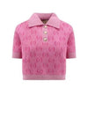 Wool Jacquard Knit Top Pink - GUCCI - BALAAN