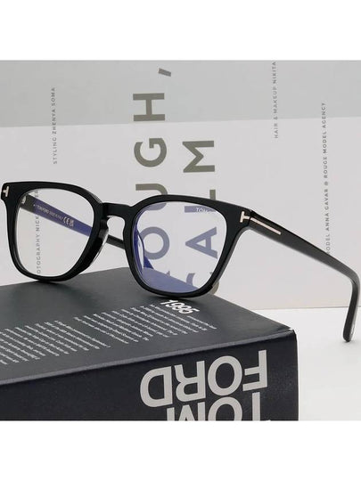 Blue light blocking glasses frame TF6014KB 001 Rise Seongchan Wonbin square black horn rim Asian fit - TOM FORD - BALAAN 2