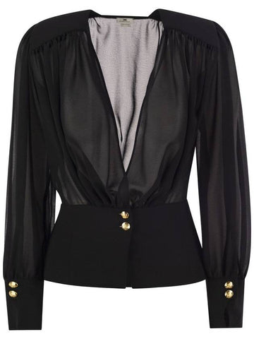 Georgette blouse with basque - ELISABETTA FRANCHI - BALAAN 1