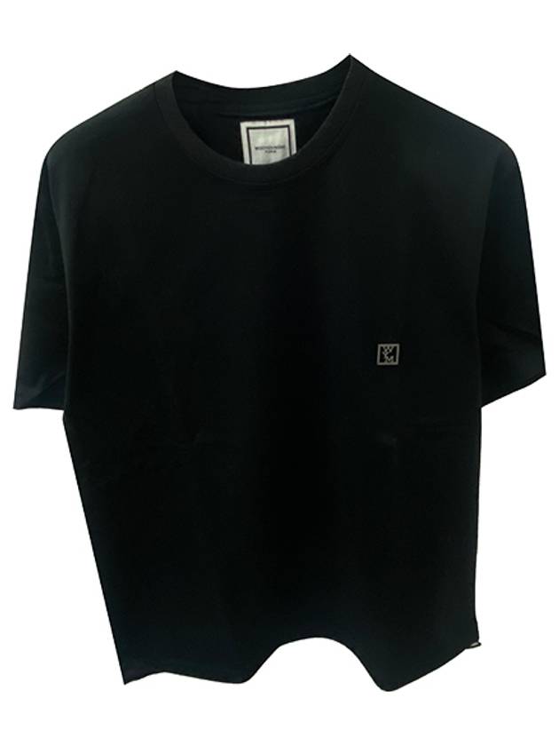 W241TS11708B Steel Logo Round Short Sleeve TShirt Black Men's TShirt TTA - WOOYOUNGMI - BALAAN 1