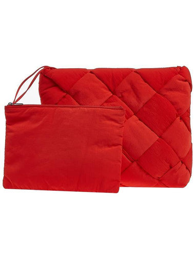 Intrecciato Cassette Woven Padding Document Clutch Bag Red - BOTTEGA VENETA - BALAAN 1