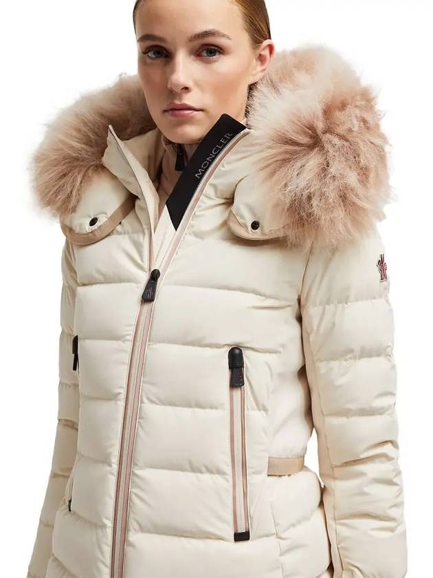 Women s Lamoura Hooded Shearling Short Down Padding White Ivory - MONCLER - BALAAN 3