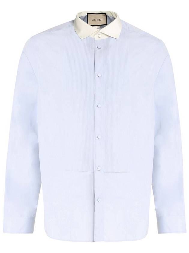 Cotton Poplin Boxy Long Sleeve Shirt Blue - GUCCI - BALAAN 2