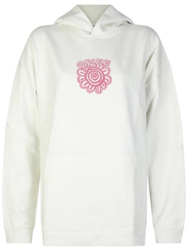 Isoli Flower Oversized Hoodie Egret - GANNI - BALAAN 1