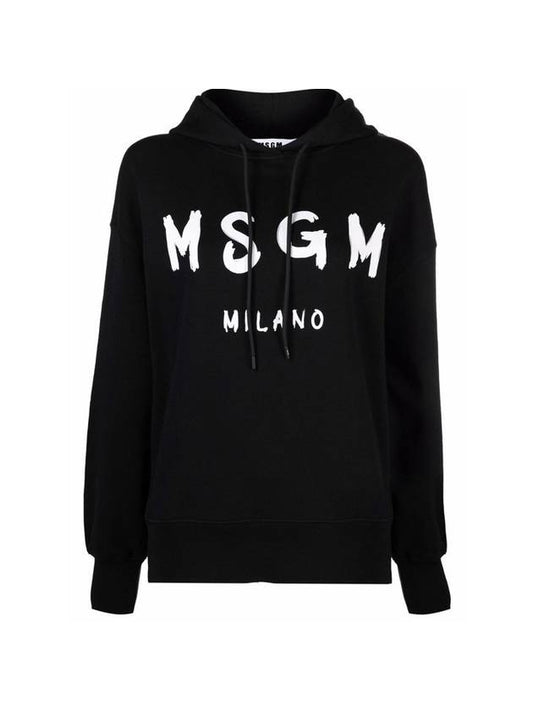 Logo Print Hoodie Top Black - MSGM - BALAAN 1