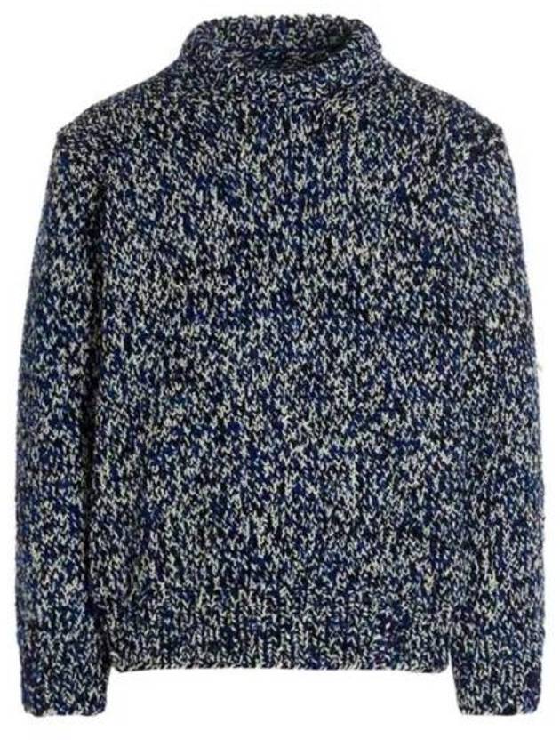 Men's Mouline Effect Wool Blend Knit Top Blue - MAISON MARGIELA - BALAAN 2