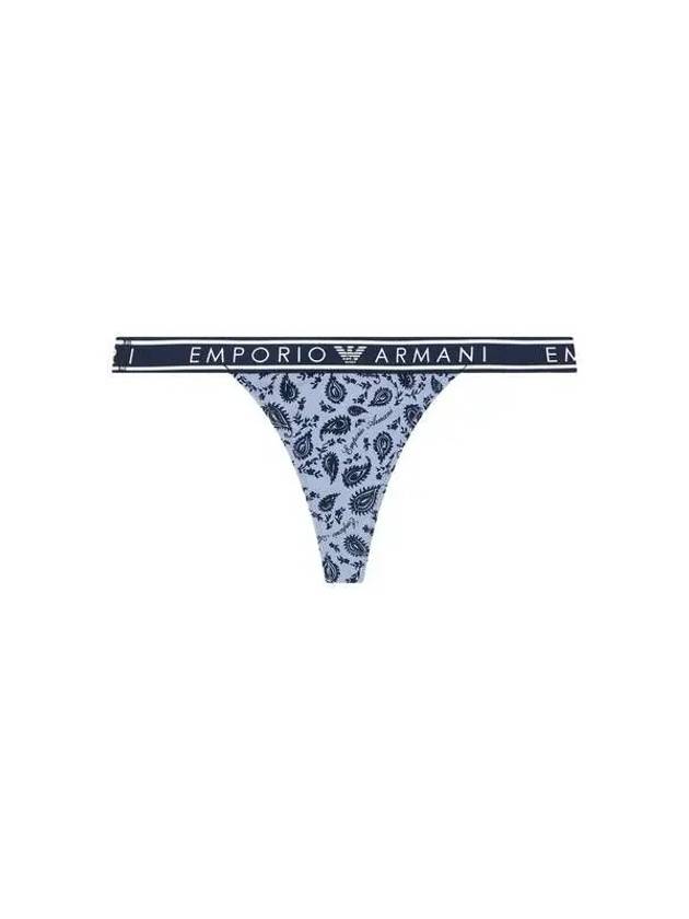 UNDERWEAR Women's Line Logo Banding Patterned Thong Blue - EMPORIO ARMANI - BALAAN 1