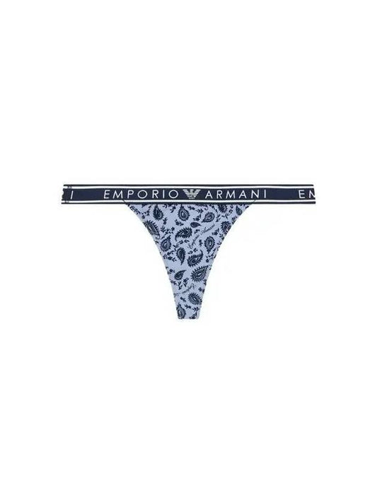 UNDERWEAR Women's Line Logo Banding Patterned Thong Blue - EMPORIO ARMANI - BALAAN 1