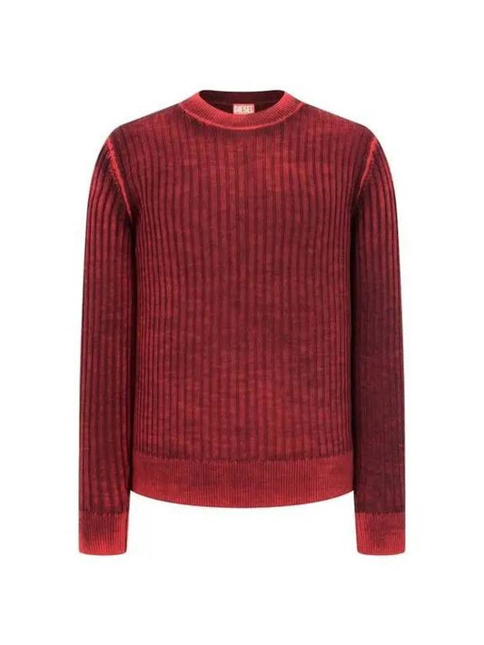 Men's ribbed tissue wool knit dark red 271188 - DIESEL - BALAAN 1