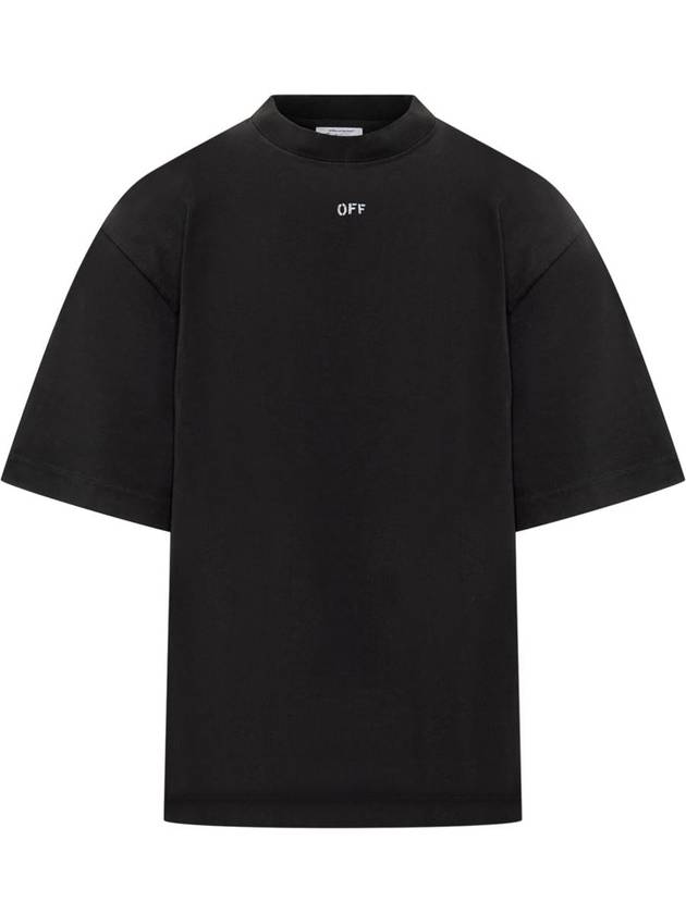 Logo Cotton Jersey Short Sleeve T-Shirt Black - OFF WHITE - BALAAN 2