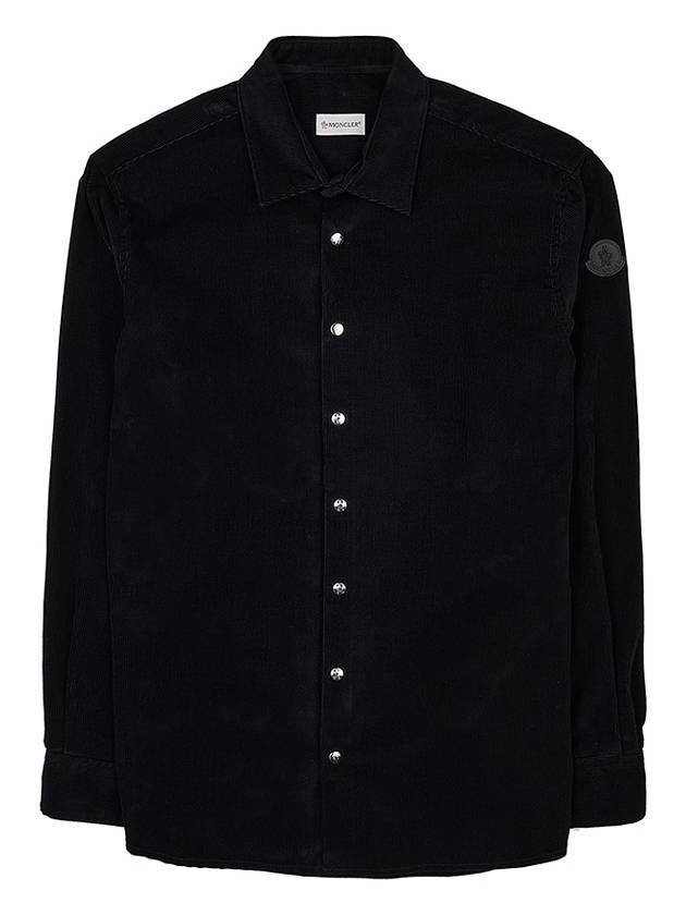 Men's Corduroy Slim Cut Long Sleeve Shirt Black - MONCLER - BALAAN 1