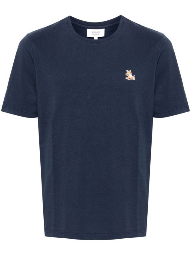 Chillax Fox Patch Regular Short Sleeve T-Shirt Blue - MAISON KITSUNE - BALAAN 2