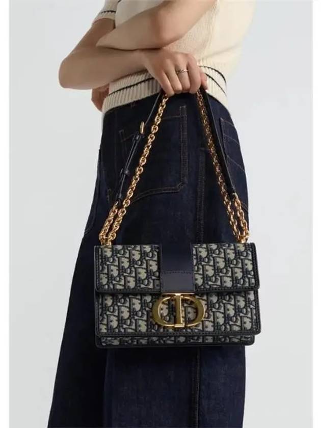 30 Montaigne Oblique Jacquard Chain Shoulder Bag Blue - DIOR - BALAAN 3