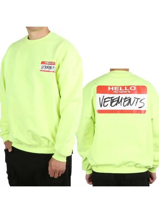 Hello Logo Print Sweatshirt Neon - VETEMENTS - BALAAN.
