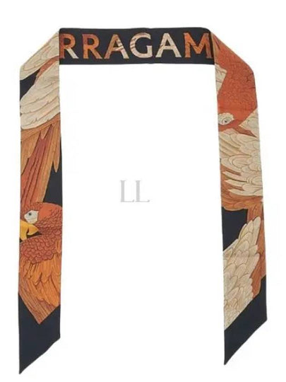 Parrot Print Slik Scarf Black Orange - SALVATORE FERRAGAMO - BALAAN 2