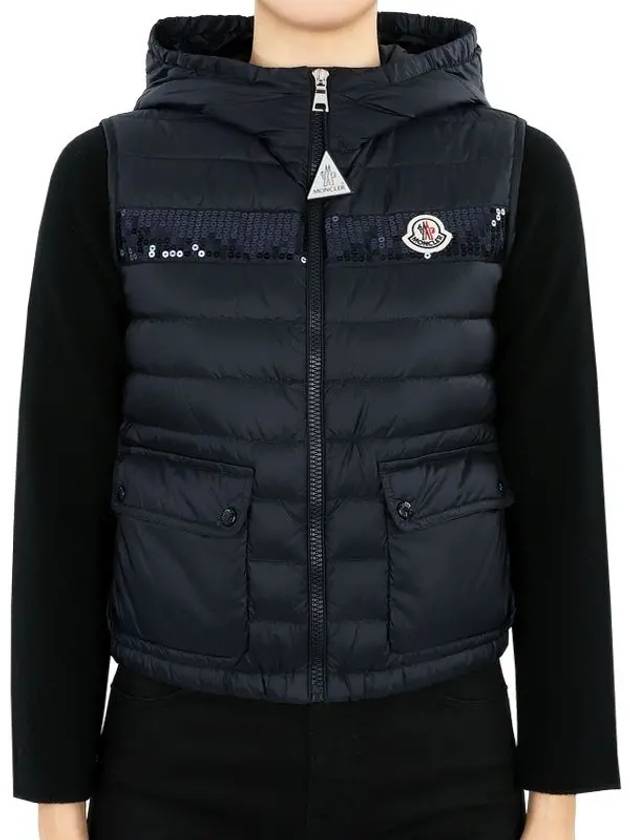 Kids BLAVET down padded vest navy 1A00001 595FE 778 12 14A Adults can wear - MONCLER - BALAAN 1