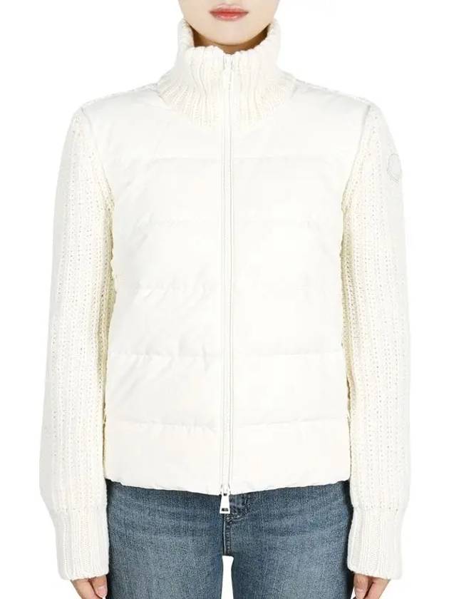 Women s TRICOT Wool Mix Zip up Padded Jacket Ivory 9B00043 M4281 034 - MONCLER - BALAAN 2