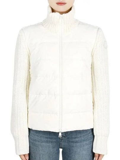 Women s TRICOT Wool Mix Zip up Padded Jacket Ivory 9B00043 M4281 034 - MONCLER - BALAAN 2