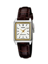 Square Plated Analog Watch Silver Brown - CASIO - BALAAN 2