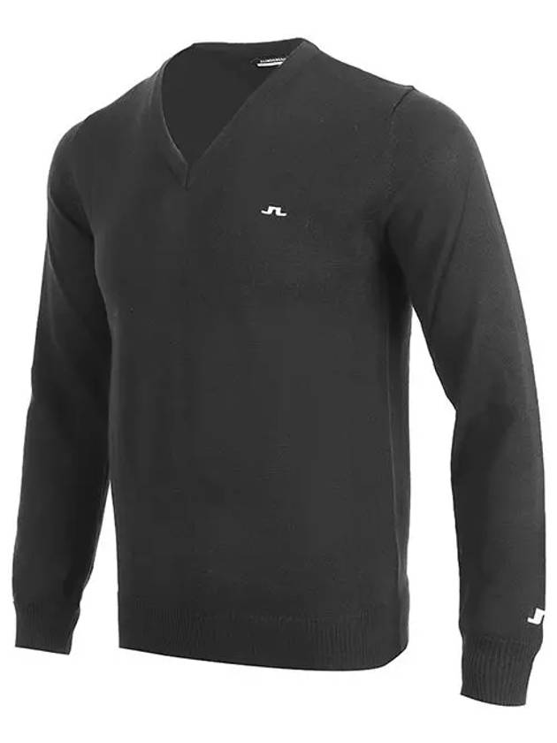 Lymann V-Neck Wool Knit Top Black - J.LINDEBERG - BALAAN 3