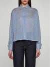 Vertigo Striped Cotton Shirt White Blue - MAX MARA - BALAAN 3