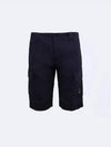 Men's Lens Wappen Stretch Satin Cargo Shorts Navy - CP COMPANY - BALAAN.