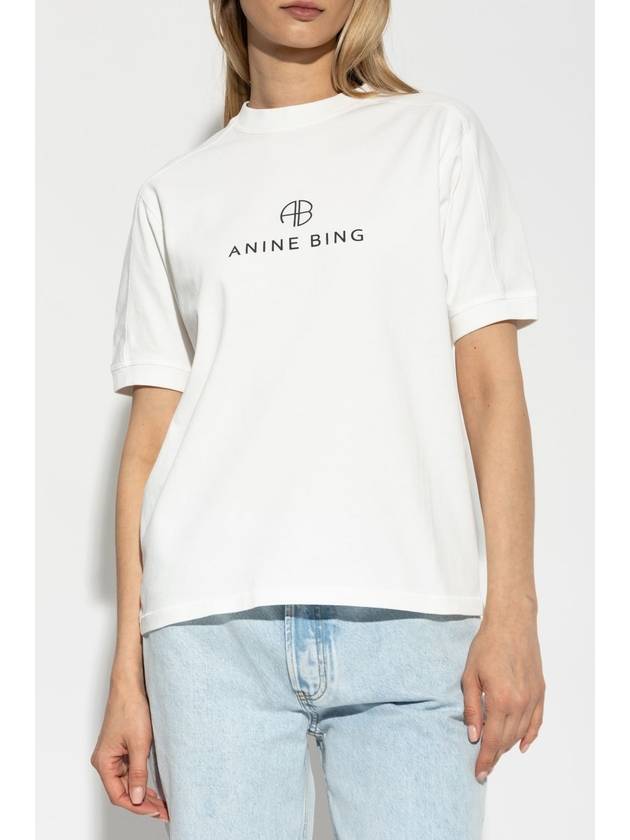 Anine Bing T-shirt With Logo, Women's, Cream - ANINE BING - BALAAN 3