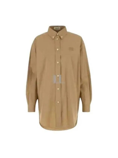 Logo Poplin Overfit Shirt Khaki - MIU MIU - BALAAN 2