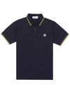 Men's Two Line Wappen Patch Cotton Short Sleeve Polo Shirt Navy - STONE ISLAND - BALAAN 2