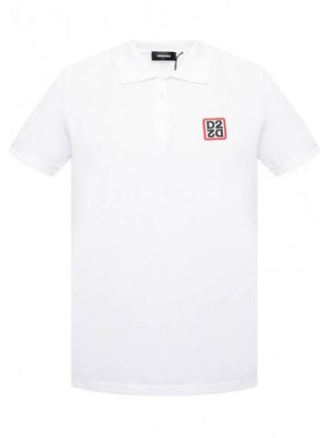 Men's Square Logo Patch Polo Shirt White - DSQUARED2 - BALAAN 1