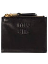 Logo Detail Napa Leather Half Wallet Black - MIU MIU - BALAAN 2