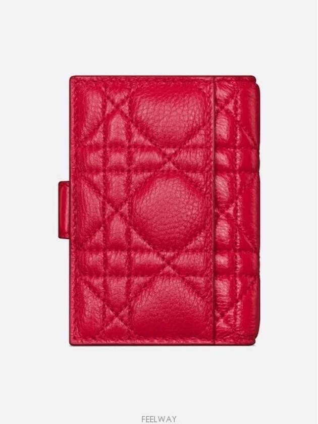 Dior Caro Vertical Card Wallet Two Tone Garnet Red - DIOR - BALAAN 4