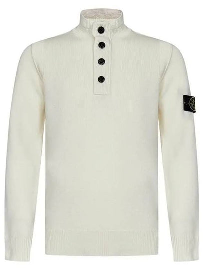 Wappen Patch Half Button Lambswool Knit Top Natural - STONE ISLAND - BALAAN 2