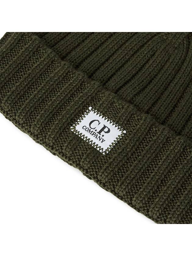 Extra Fine Merino Wool Logo Beanie Green - CP COMPANY - BALAAN 5