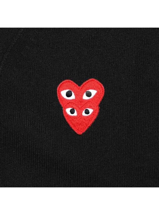 P1N076 1 PLAY Play Double Red Heart Waffen Men's Cardigan - COMME DES GARCONS - BALAAN 3