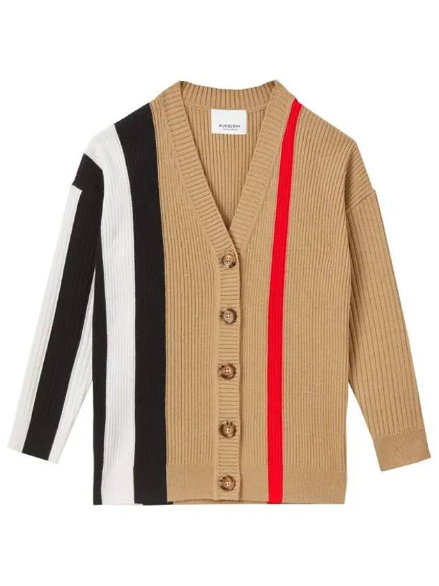 Kids Striped Rib Knit Wool Cardigan Archive Beige 8053479 3Y 10Y - BURBERRY - BALAAN 1