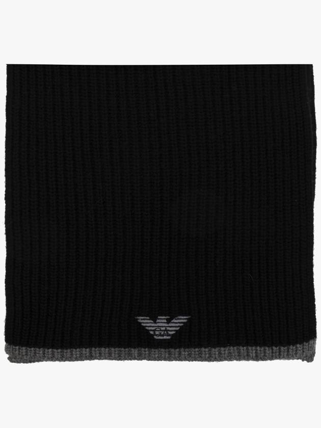 Logo Muffler Beanie Set Black - EMPORIO ARMANI - BALAAN 5