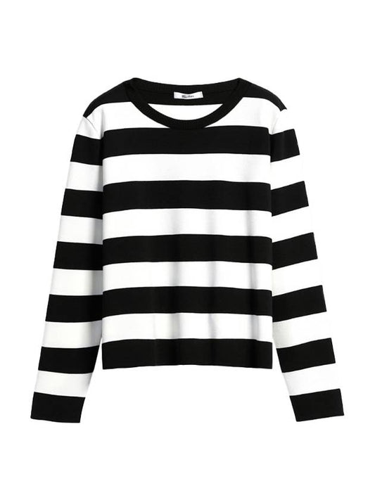 Edo Striped Wool Knit Top White Black - MAX MARA - BALAAN 1