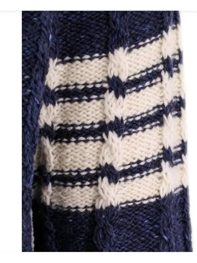 Donegal Twist Cable 4-Bar Classic Crewneck Knit Top Blue - THOM BROWNE - BALAAN 4