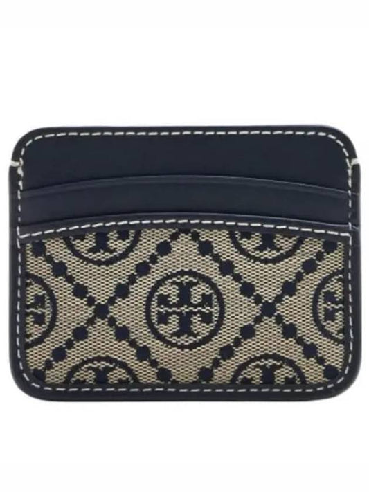 T Monogram Jacquard Card Wallet Navy - TORY BURCH - BALAAN 2