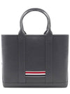 Three Stripe Tab Stripe Leather Tote Bag Grey - THOM BROWNE - BALAAN 5