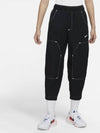 Women's Swoosh Woven High Rise Pants Black - NIKE - BALAAN.