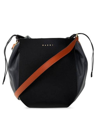 Logo Leather Cross Bag Black - MARNI - BALAAN 1