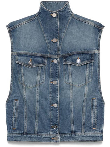 Alaïa High-Neck Denim Vest Clothing - ALAIA - BALAAN 1