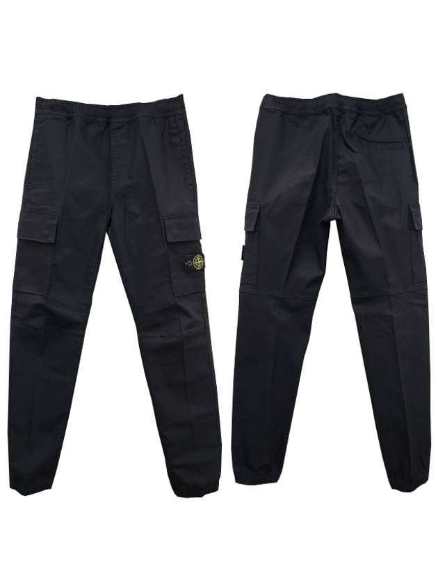 Kids Logo Patch Cotton Cargo Pants Black - STONE ISLAND - BALAAN 2