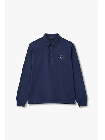 PS Happy Logo Cotton Polo Shirt Navy - PAUL SMITH - BALAAN 1