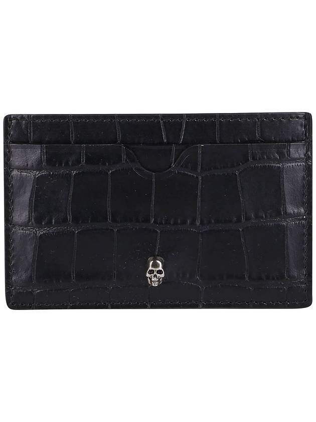 Embossed Leather Card Wallet Black - ALEXANDER MCQUEEN - BALAAN 1