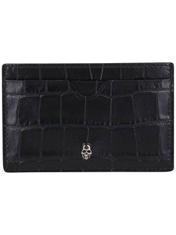 Embossed Leather Card Wallet Black - ALEXANDER MCQUEEN - BALAAN 1