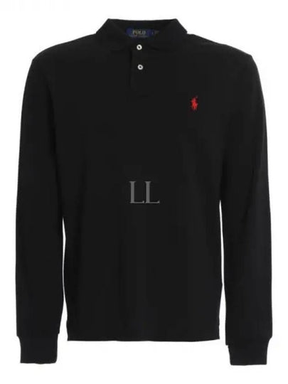 Embroidered Logo Slim Fit Polo Shirt Black - POLO RALPH LAUREN - BALAAN 2